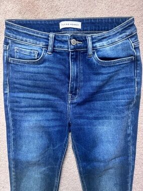 Flying Monkey High Rise Clean Cut Hem Crop Skinny Jean - Medium Blue - Size 28